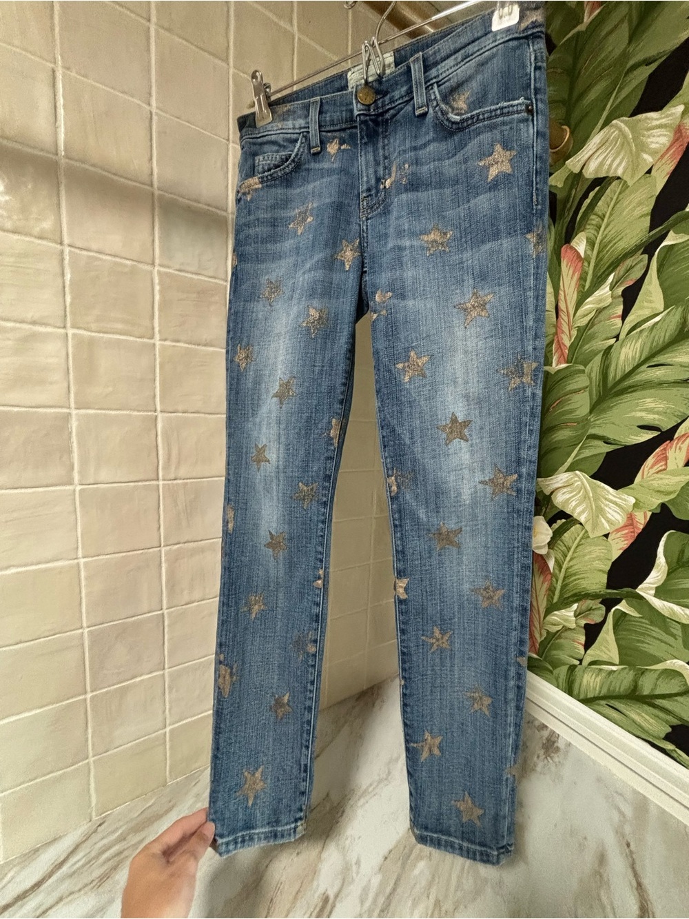 Current/Elliott "The Stiletto" Skinny Jeans in Gold Stars wash. size 24